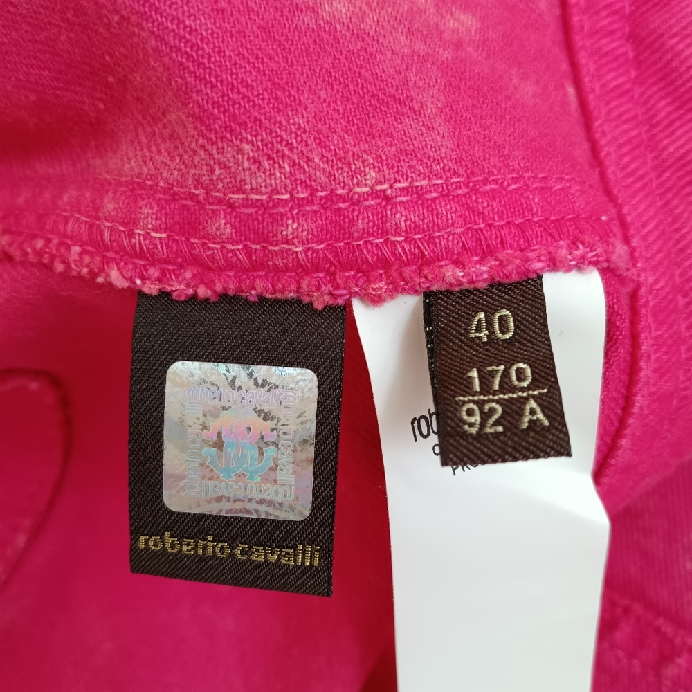 Roberto Cavalli Pink Acid Washed Denim Western Style Long Sleeve Mini Dress - Picture 12 of 13
